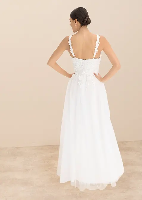 Robe de mariée en tulle délicat et dentelle, bonprix