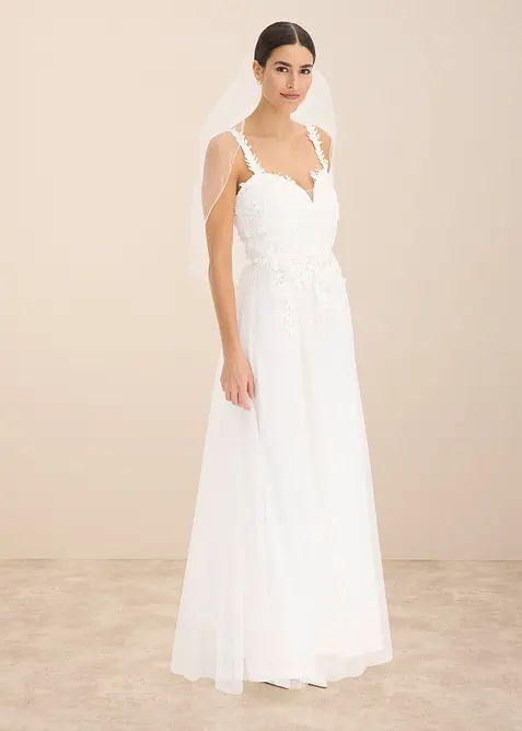 Robe de mariée en tulle délicat et dentelle, bonprix
