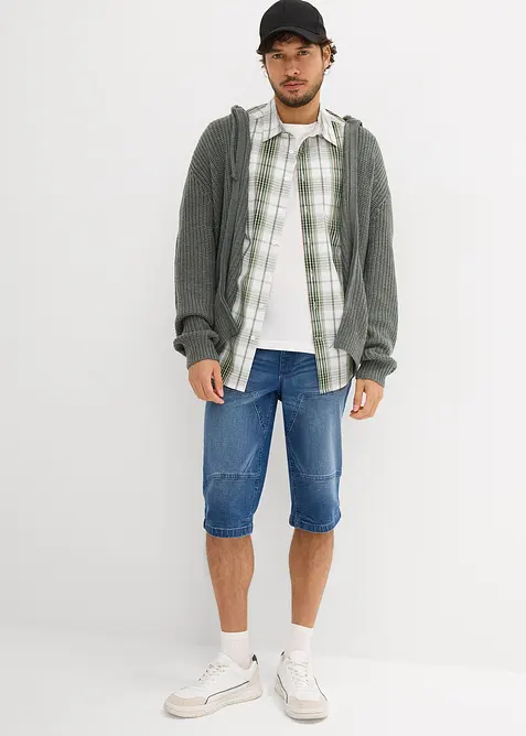 Long bermuda en jean extensible, Regular, bonprix