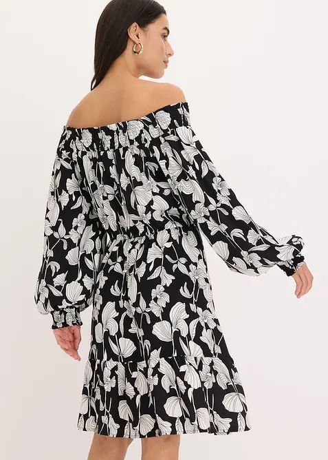 Robe imprimée col Bardot, bonprix
