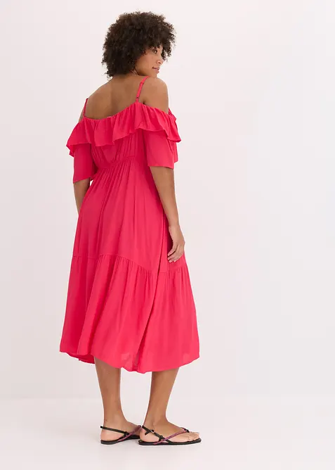 Robe à volants en viscose texturée, bonprix