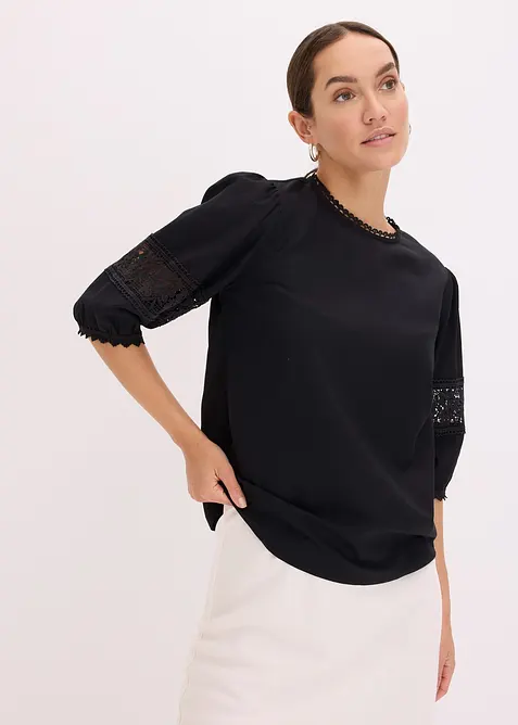 Blouse manches courtes contenant du lin, bonprix