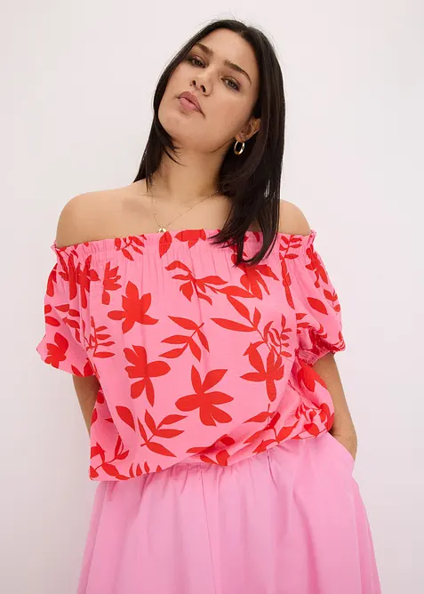 Blouse col Bardot imprimée en viscose mélangée, bonprix