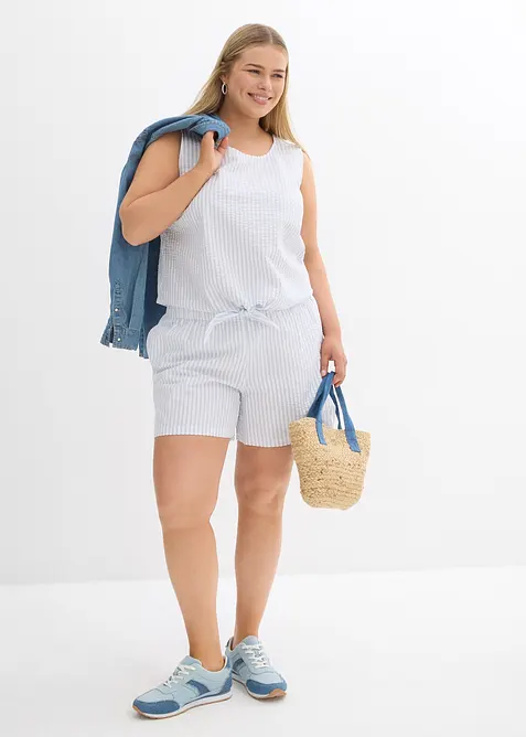 Short rayé taille élastiquée 100% coton, bonprix