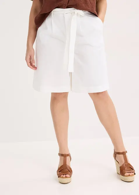 Short en twill avec ceinture &agrave; nouer, bonprix