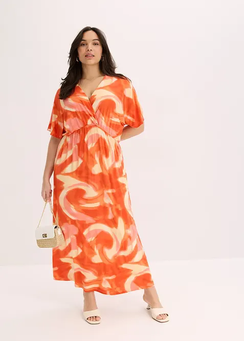 Robe longue à imprimé batik, en viscose douce et extensible, bonprix