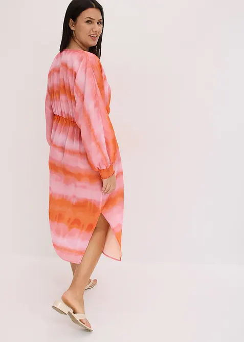 Robe midi en satin avec imprimé batik, bonprix