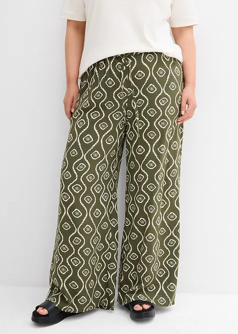 Pantalon à taille élastiquée en viscose fluide, bonprix
