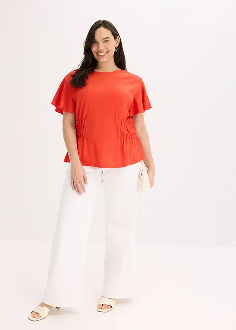 T-shirt en jersey crêpe avec smocks, bonprix