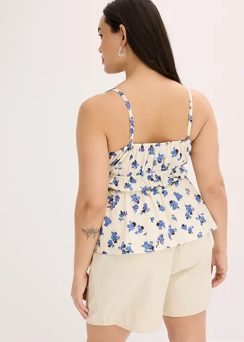 Top à fines bretelles en crêpe texturé, bonprix