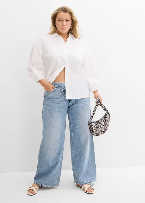 Jean large, taille mi-haute, peu extensible, bonprix