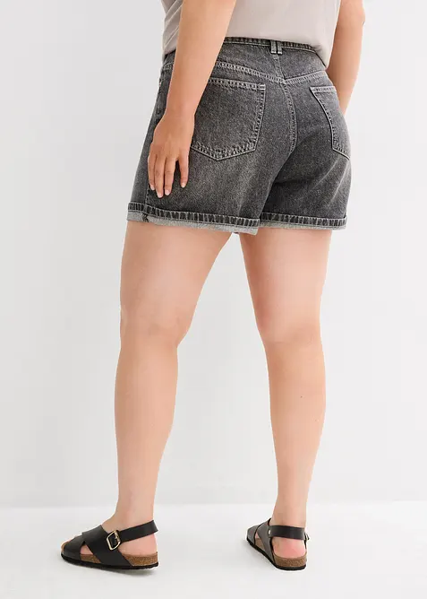 Short en jean taille haute, peu extensible, bonprix