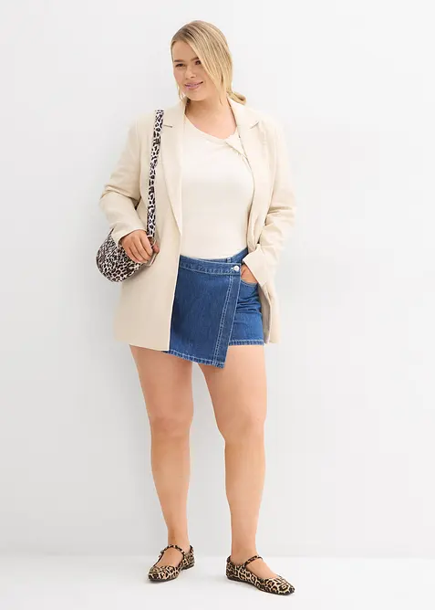 Jupe-short en jean, taille mi-haute, bonprix