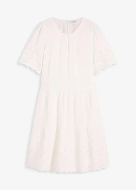 Robe en gaze de coton à broderies anglaises, bonprix