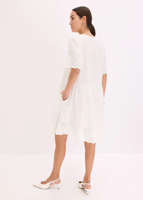 Robe en gaze de coton à broderies anglaises, bonprix