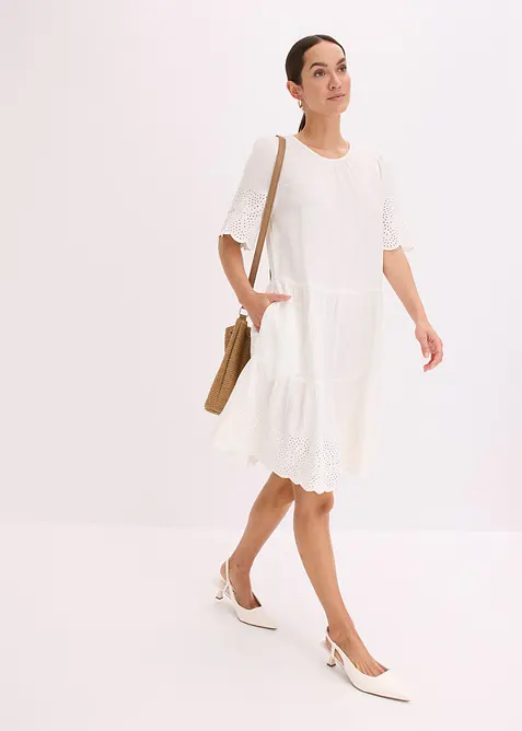 Robe en gaze de coton à broderies anglaises, bonprix