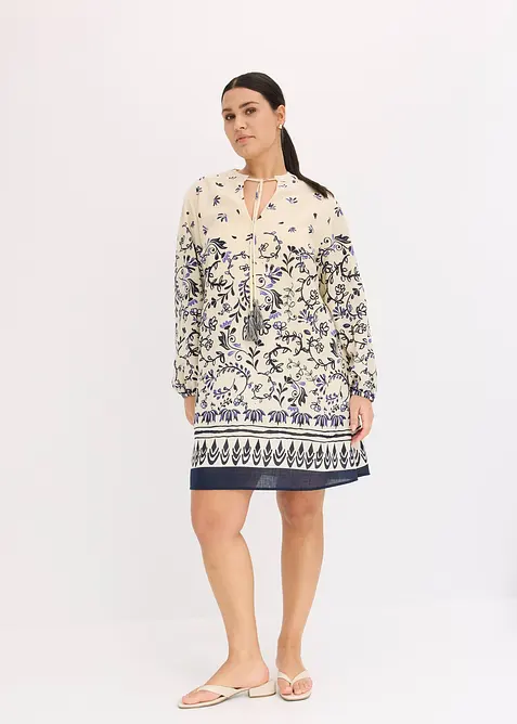 Robe courte bohème, aspect lin, bonprix