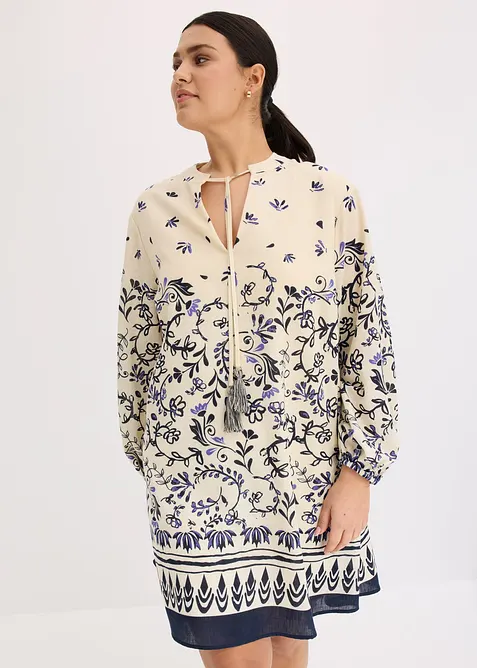 Robe courte bohème, aspect lin, bonprix