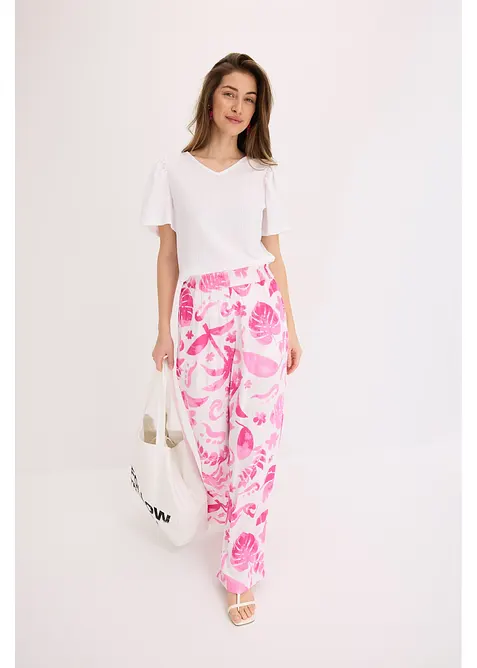 T-shirt en crêpe texturé à manches papillon, bonprix