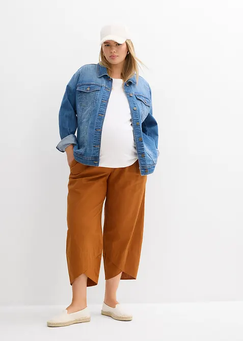 Pantalon de grossesse avec bandeau, en lin et coton, bonprix
