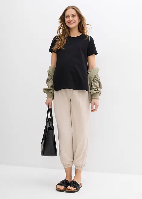 Pantalon de grossesse 2en1, 100% gaze de coton, bonprix
