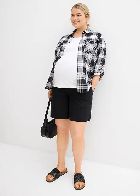 Short de grossesse 2en1 avec bandeau à rabattre, en lin et coton, bonprix