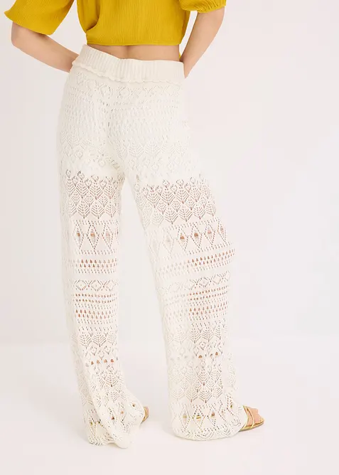 Pantalon en maille ajourée à taille élastiquée, bonprix