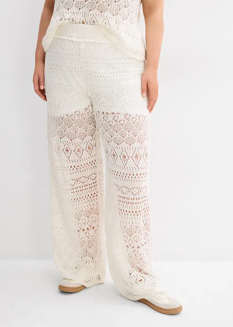 Pantalon en maille ajourée à taille élastiquée, bonprix