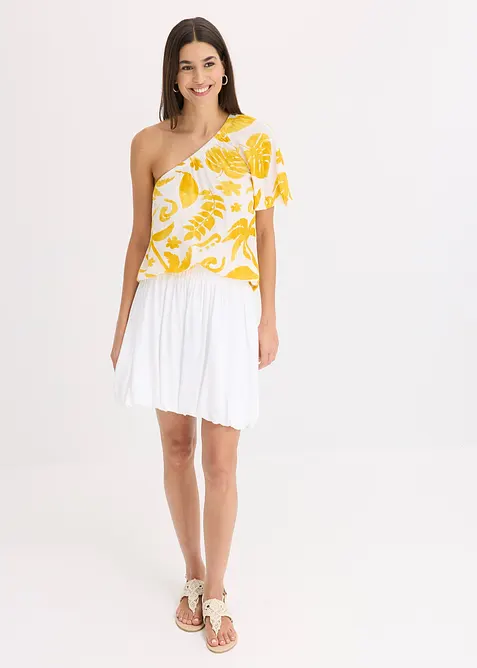 Blouse à encolure asymétrique en viscose texturée, bonprix