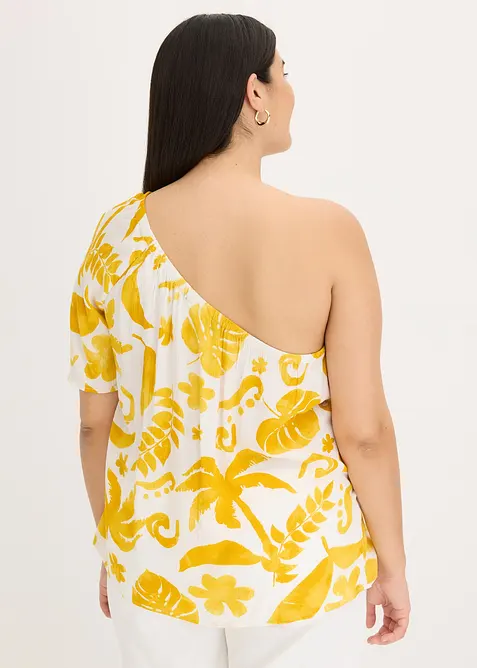 Blouse &agrave; encolure asym&eacute;trique en viscose textur&eacute;e, bonprix