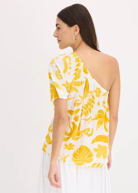 Blouse à encolure asymétrique en viscose texturée, bonprix