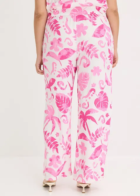 Pantalon large imprimé en viscose texturée, bonprix