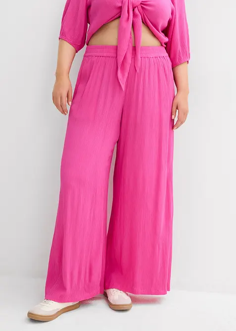 Pantalon taille élastiquée en viscose fluide, bonprix