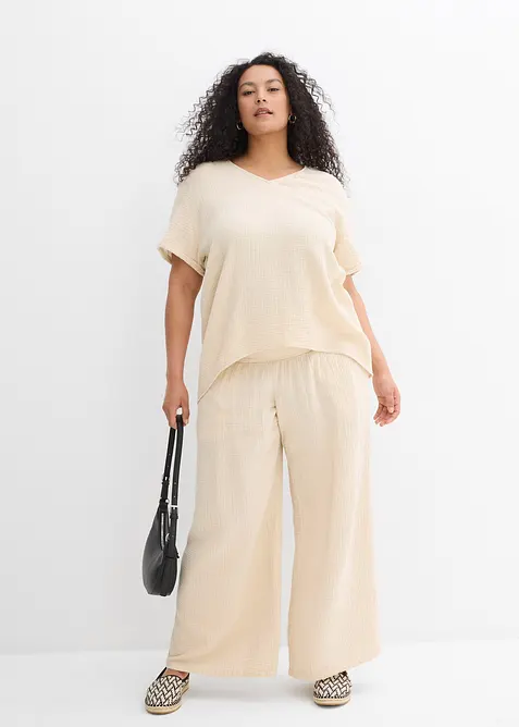 Tunique à manches courtes en gaze de coton, bonprix