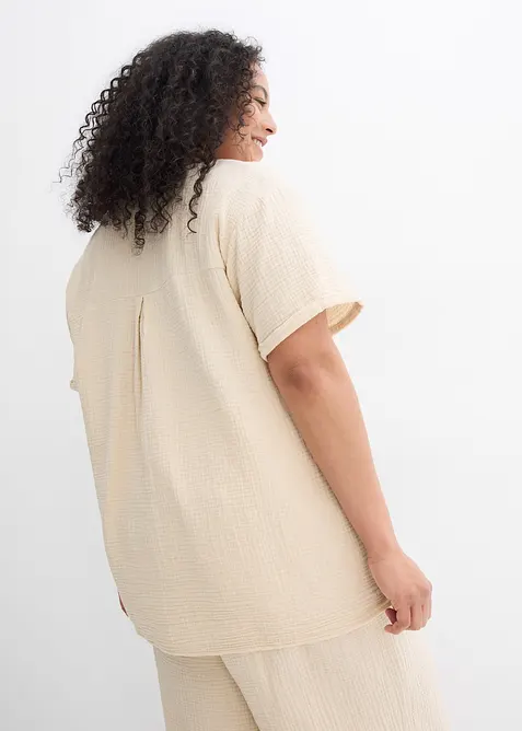 Tunique à manches courtes en gaze de coton, bonprix