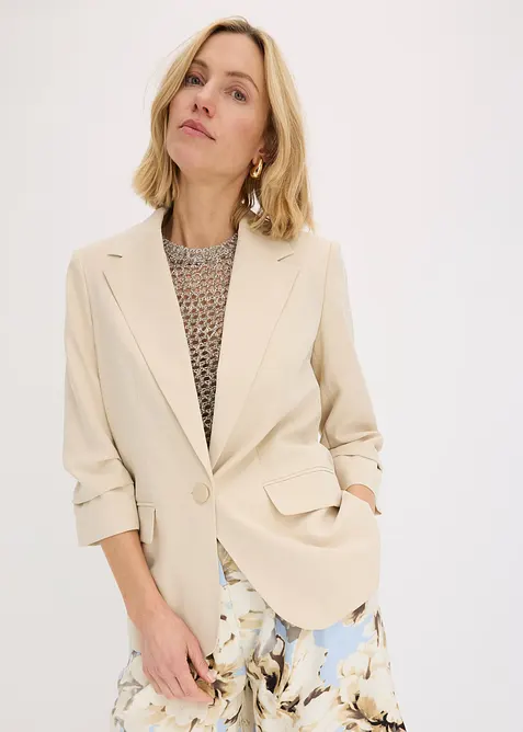 Blazer manches 3/4 ample en viscose, bonprix