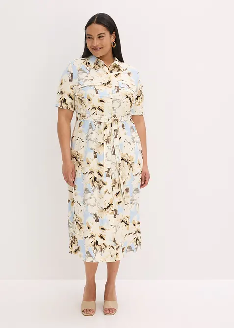 Robe-chemise en viscose avec ceinture à nouer (2 pces), bonprix