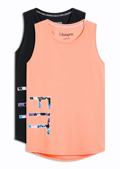 Lot de 2 T-shirts techniques à séchage rapide, bonprix