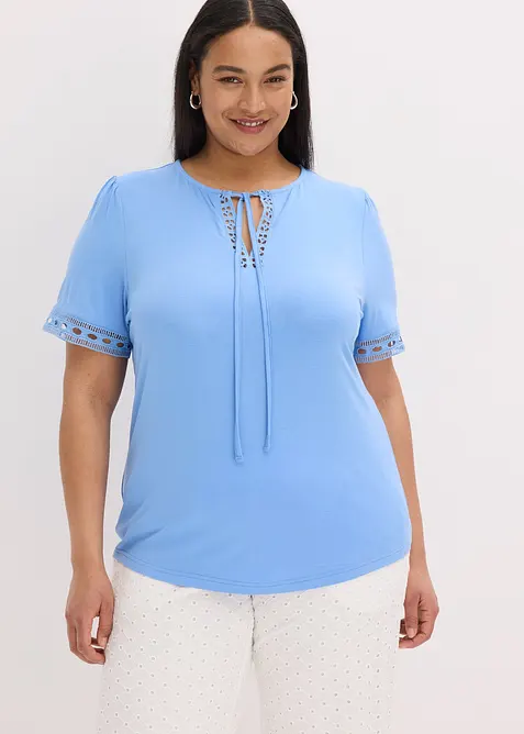 T-shirt tunique avec dentelle, bonprix