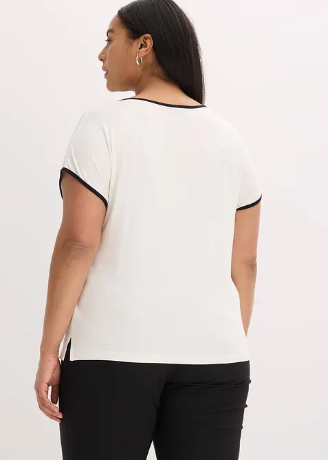 T-shirt à imprimé placé et passepoil contrastant, bonprix