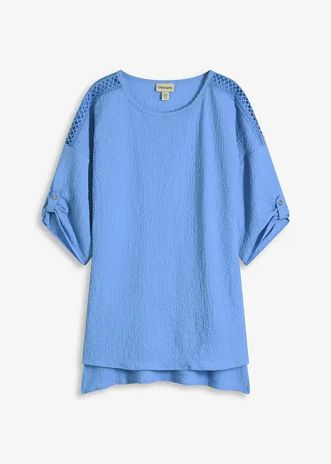 Blouse textur&eacute;e avec bande de dentelle, bonprix