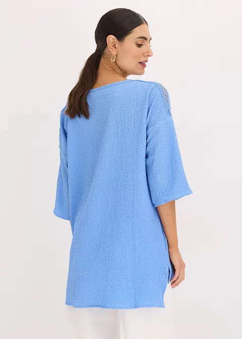 Blouse textur&eacute;e avec bande de dentelle, bonprix