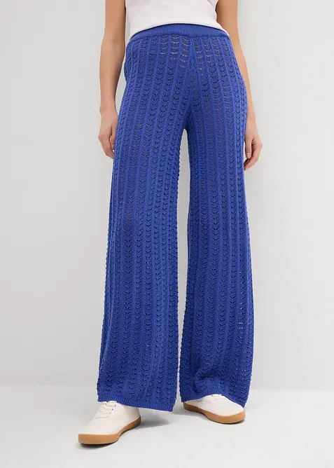 Pantalon taille élastiquée en maille ajourée, bonprix