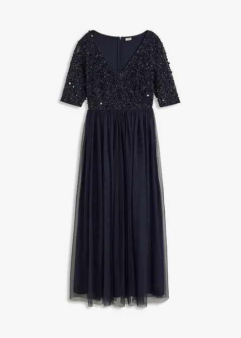 Robe de soirée en tulle avec haut brodé de sequins, bonprix