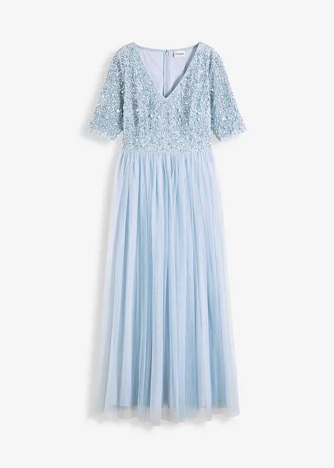 Robe de soirée en tulle avec haut brodé de sequins, bonprix