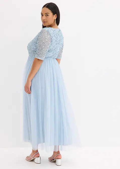 Robe de soirée en tulle avec haut brodé de sequins, bonprix