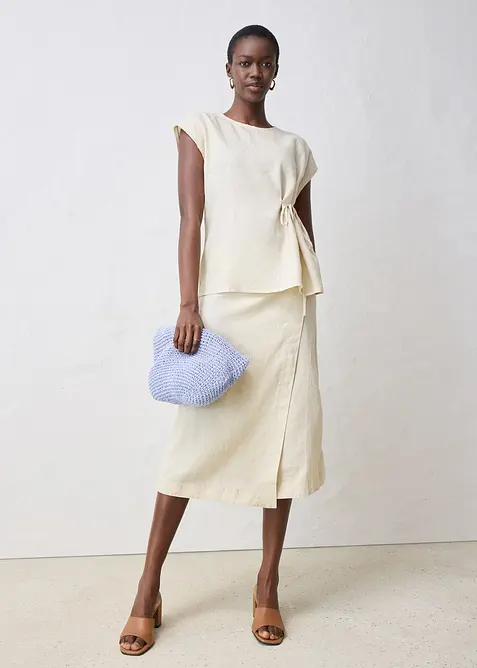 T-shirt 100% lin à finitions tissées, bonprix