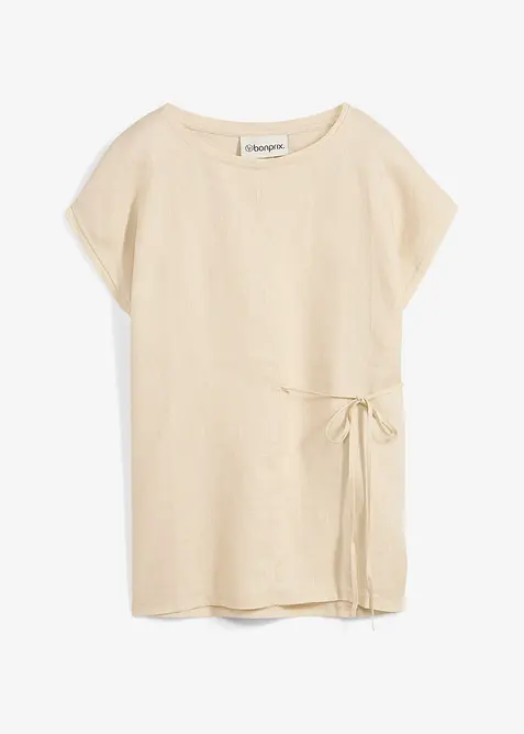 T-shirt 100% lin à finitions tissées, bonprix