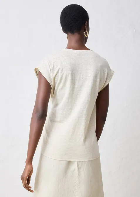 T-shirt 100% lin à finitions tissées, bonprix