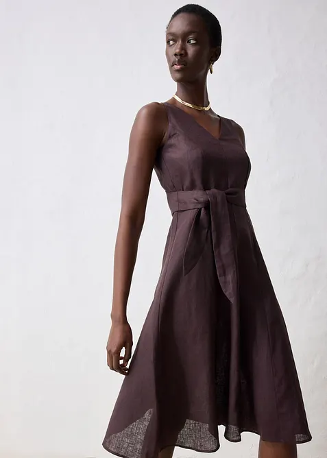 Robe midi 100% lin, bonprix